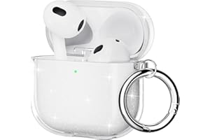 ULAK Etui na Airpods 4, ochronny pokrowiec na AirPod 4, miękkie TPU, przezroczyste, odporne na wstrząsy, akcesoria z brelokiem do Airpods 4 [widoczna przednia dioda LED] - przezroczysty brokat