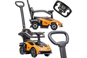 SUN BABY Auto a spinta da 1 anno con maniglione, auto per bambini, auto a spinta Essenza SCV12, Aauto Kinder (Arancione)