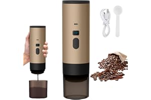 UOEONR Machine à expresso portable avec batterie, 3 en 1, compatible avec capsules et café moulu, pour les déplacements ou le camping, avec auto-chauffage électrique via USB-C (couleur champagne)