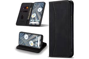 Leaisan Mobile Phone Case for Google Pixel 7A Case Premium Leather Flip Foldable Shockproof Magnetic [Stand Function] [Card Slots] Protective Case for Pixel 7A Case - Black