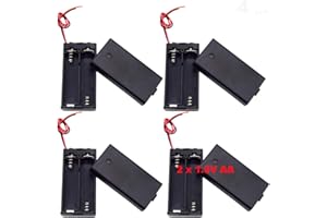 Yosawo 4-Pack 2 AA Battery Holder with Cover Storage Case Holder with ON/OFF Switch，2 x 1.5V AA Battery Holder Case with Wire Leads