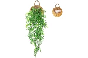 ANZOME Hanging Artificial Plants Bamboo, Plastic Trailing Fake Plants Indoor with Hanging Basket, Bamboo Vines for Room Scenes Decorative Home Kitchen Garden Office Wedding Wall Indoor Outdoor