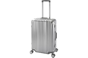 Travelhouse London Koffer Silber M-65cm · Alu-Rahmen · Polycarbonat Hartschale · 2X TSA Zahlenschloss · 4 Silent Move Doppelräder · 360°Rollen · Vol. 67L