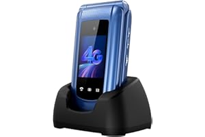 Tosaju 4G Seniorenhandy Klapphandy ohne Vertrag Großtasten Handy für Senioren mit Ladestation SOS Notruftaste 1000 mAh Akku Lange Standby-Zeit 2,4 und 1,8 Zoll Doppel Farbdisplay Blau