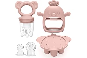 CLDY Baby Fruit Food Feeder & Mini Freezer Tray Combo, 4 Month+, Breastmilk Popsicle Freezer Molds for Baby Cooling Relief, BPA Free Silicone Feeder for Toddler Teething & Infant Self Feeding