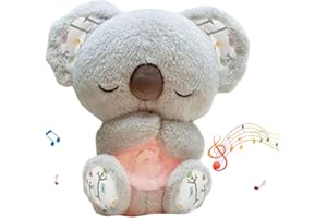 Dhqkqg Relief Koala, Soothing Koala Plushies with Breathing Motion and Light, Portable Koala Plush Toy Rest Koala Calming Sleep, Breath Cartoon Stuffed Animal for Newborn New Baby Gifts