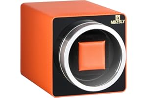 MOZSLY Single Watch Winder for Automatic Watches with Quiet Motor 12 Rotation Mode Setting Leather