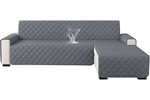 Ystyle Impermeable Housse Canapé 2 Places, Housse Canape d'angle Gauche/Droit Universel Réversible, avec Accoudoirs, Protection Chat Chiens Griffures, Sofa Cover Antidérapante, Gris Foncé