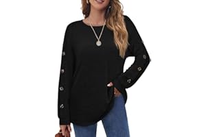 Aokosor Langarmshirt Damen Sweatshirt Rundhals Pullover Herbst Winter Casual Oberteile Locker S-XXL