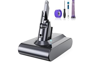 VUNZO Akku für Dyson V7 SV11 Mit Batterieanzeige Kompatibel SV11 Absolute Animal Motorhead Trigger Car+Boat Fluffy HEPA Mattress Staubsauger (2 Filter)