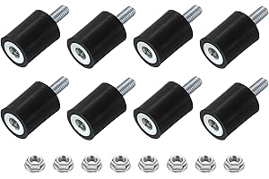 sourcing map M5 Rubber Mounts, 8Pcs 15x20mm(DxH) Rubber Cylindrical Anti Vibration Isolator Shock Absorber with Lock Nuts for Car Bobbin Generator Air Compressors