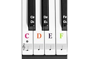 KFDDRN Autocollants pour clavier de piano pour 88/76/61/54/49/37 touches | Autocollants de clavier colorés | Autocollants de clavier transparents et amovibles | Autocollants de clé de piano pour débutants