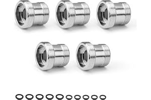 Faucet Adapter Male Thread M18 to M22, TIANLIN 5 Pieces Faucet Adapter, Faucet Connection Adapter with 10 Pieces Rubber Seal Ring, Suitable for Kitchen Faucet, Water Filter