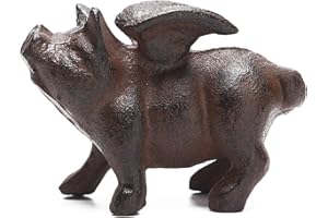 BRASSTAR PTWQ008 Flying Pig Sculpture Cast Iron Paperweight Garden Office