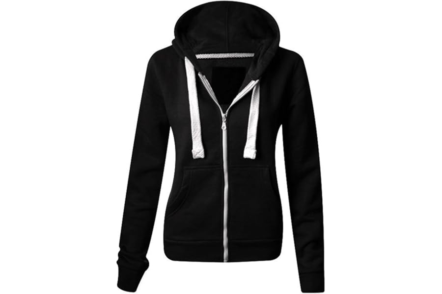 Parsa Fashions Ladies Plain Zip Up Hoodie Womens Fleece Hooded Top Long Sleeves Front Pockets Soft Stretchable Comfortable PLUS SIZES Small to XXXXXXXL (UK 6-30)