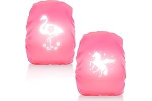 WANGDEFA Regenschutz Schulranzen Einhorn Regenschutz für Rucksack Step By Step Regenhülle Wasserdichter Rucksack Überzug Reflektierend für Mädchen Kinder