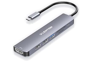 LENTION Hub USB C con HDMI 4K@60Hz, PD 100W, USB 3.0 e 2.0, Lettore di Schede SD/TF, Adattatore USB C a USB per MacBook Pro 2025-2016, Nuovo Mac Air, Surface, iPhone 17 Plus Pro MAX e Altro (Grigio)