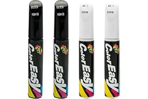 TUKNON Penna Ritocco Carrozzeria,Penna per Ritocco Auto,Rimuovi Graffi Auto,Pennarello Copri Graffi Auto,Penna per Riparazione Graffi Auto,Vernice per Ritocco di Auto,Riparazione Graffi,4 Pezzi,Bianco+Nero