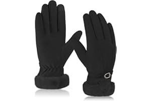 GLGHMH Women Winter Warm Gloves, Suede Leather Thick Fleece Lined Gloves, Thermal Touchscreen Gloves Ladies Winter Gifts for Dressing Cycling Skiing Running Outdoor Sports