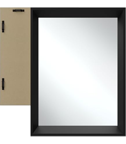 AOAOPQ Schwarzer Rechteckiger Wandspiegel 45,7 X 66 Cm – Mit Holzrahmen Für Badezimmer & Wohnzimmer