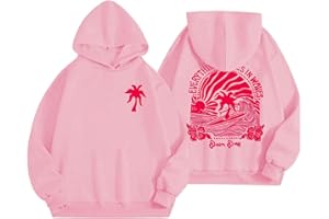 GENERIC Everything Comes in Waves Pink Palm Puff Hoodie Kids Preppy Casual Graphic Hoodies Oversized Y2k Sweatshirt Boys' Hoodies Kids Sweatshirts Hoodies for Girls Cute Girls' Hoodies