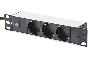 DIGITUS DN-95411 Bloc multiprise 3 Prises 1U 10" (254 mm) Montage en Rack dans Une Armoire réseau Argenté/Noir