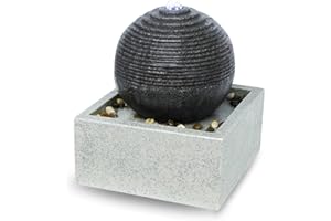 ZEN LIGHT Fontana interna ed esterna moderna LED bianco, grande fontana decorativa giardino terrazza soggiorno, decorazione tavolo Zen rilassante, idea regalo occasione speciale, H 34 x 30 x 30 cm – Bonny