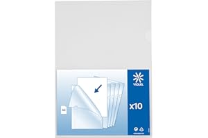 Viquel - Lot de 10 pochettes coin A4 - Pochette de protection pour documents A4 - Incolore