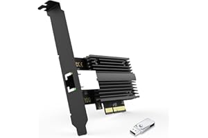 SYONCON Carte Ethernet 10GB PCIe, Carte Réseau PCI Express X4/X8/X16 Support WOL, Carte Reseau RJ45 10Gbs pour PC Windows 10/11/Windows Server/Linux avec Montage à Profil Bas