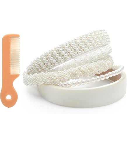 Lot De 3 Serre-tête Femme Avec Perles - Bandeaux Plastique Dentés, Style Vintage