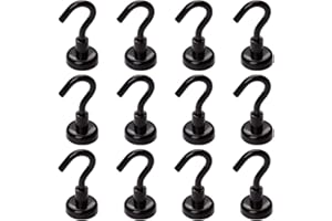 Bkinsety Pack de 12 Gancho Magnético, Imanes con Gancho, Super fuerte Neodimio Gancho Magnético 5.5 kg de Fuerza 16mm de Diámetro