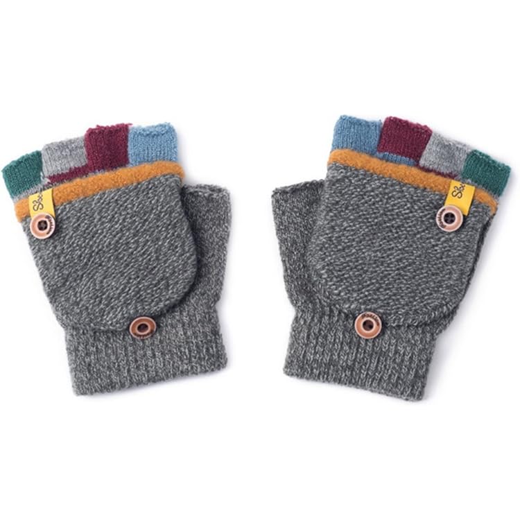 Kiiwah Vingerloze handschoenen met afdekking voor jongens en meisjes van 2 - 5 jaar, winterhandschoenen voor kinderen, halve vingers, thermisch, touchscreen (marineblauw/roze/grijs), Navy Blauw, One
