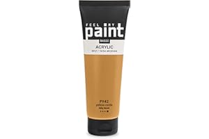 FeelMyPaint Colore Acrilico Giallo Ocra – 120 ml di vernice artistica ad alta pigmentazione per tela, carta, tessuto, legno, vetro, ceramica, metallo, pietra