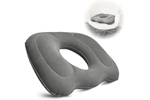 INFLATOAST inflatable donut Pillow,Hemorrhoid Pillow for Tailbone Pain,Donut Cushion, Postpartum Pregnancy,Donut Seat Cushion For Low Back Pain,Hemorrhoids,Sciatica,Bedsores (Gray)
