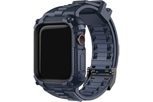 Fullmosa Compatible with Apple Watch Straps 41mm with Bumper Case for Men Women, TPU Rugged iWatch Strap for Apple Watch Series 9/8/7, 41mm, Blue