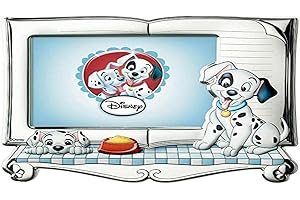 VALENTI & CO. Disney Baby - La Carica dei 101 - Cornice Porta Foto da Tavolo in Argento con Dettagli a Colori Dipinti in 3D per la cameretta di neonati o bambini, silver
