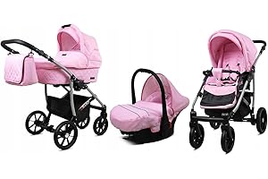 BabyLux® Bambini Passeggino Completo Set 3 in 1 - Qbaro - incl. Navicella, Canna, Seggiolino Auto - Carrozzina Neonati Sistema Combinato - con Borsa fasciatoio, Copertura antipioggia ecc.