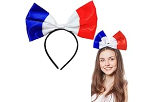 HPMAISON France Bandeau avec Noeud Cadeau de Drapeau Français Bleu Blanc Rouge pour Fête - Fans de Football Français, Femmes, Filles
