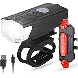 YUNTAN USB Set di luci per Bici Ricaricabili, Luce Anteriore Super Luminosa e Luce Posteriore per Bicicletta a LED, Batteria 