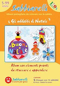 Lavoretti Di Natale 5 Anni.Sabbiarelli Sand It For Fun Album Gli Addobbi Di Natale 5 Fogli Adesivi Da Colorare Con La Sabbia Non Inclusa Adatto Per Bambini Anni 5 Amazon It Giochi E Giocattoli