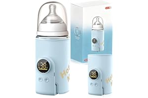 KRYVELLA Flaschenwärmer Baby, Babyflaschenwärmer mit 8000mAh Akku, 6 Temperaturstufen 38-50℃, LED-Anzeige & Nachtlicht, Tragbarer Flaschenwärmer Baby USB-Ladefunktion für Unterwegs und Zuhause(Blau)