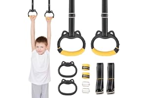 LYPPUL Gymnastics Rings for Kids, Home Exercise Rings,Fitness Children Trapeze Bar, Pull Up Rings with Straps, Exercise Strength Training