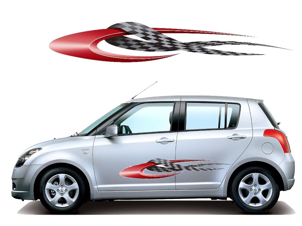 Generic Vinyl Sticker top and Town Universal Ribbon car Graphics 2 Side Decal Body (Multicolour) (WV01RCA08825)