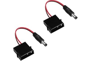 QIANRENON DC5.5 * 2.1 to 4Pin Molex męski na męski kabel adaptera 4 otwory 2 piny 12 V DC kabel do zasilania wentylatora podwozia światła LED mini wyświetlacze LCD itp. 2 sztuki