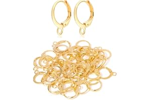 EODKSE 40 Piezas de Pendientes de Acero Inoxidable Hipoalergénicos de 15mm con Bucle de 1mm, en 1 Color, Ganchos Redondos y Orejeras para Joyas de Bricolaje,