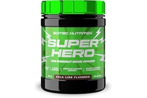 ‎SCITEC NUTRITION Scitec Nutrition Superhero - Przedtreningówka bez cukru - z aminokwasami - ekstraktami roślinnymi - witaminami - dla energii, skupienia i wsparcia układu odpornościowego, 285 g, Cola-Lime