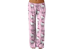 LILIHOT Pyjama Hose Schlafanzug Damen Hosen Lang Flanell Pyjama Hose Damen Schlafhose Weich Kawaii Freizeithose Bequeme Schlafanzughose Anime Weich Kawaii Pyjamahose