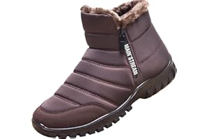 GILKUO Zapatos Invierno Hombre Botas de Nieve Forradas Botines con Cremallera