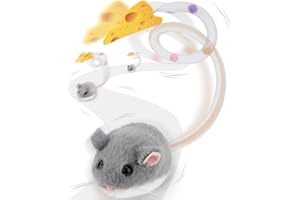 Migipaws Giocattolo interattivo per gatti, topolino elettrico con coda che si muove, sensore intelligente, squittio, giocattolo per gatti con erba gatta, ricaricabile