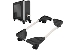 Fangehong PC Ständer, Computer Desktop Ständer, Schwarz, Bodenmontage, PP+Edelstahl, 22-34 × 40-52cm